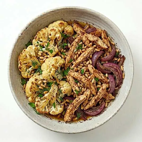 Roast Chicken With Sumac, Red Onion And Roasted Cauliflower